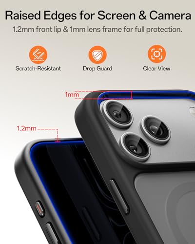 Image of UNBREAKcable Magnetic for iPhone 17 Pro Case 6.3-Inch, Compatible with MagSafe, Full Camera Protection, Built-in Magnetic Ring, Drop Protection Shockproof Slim Phone Cover - Black