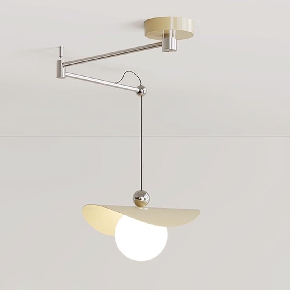 Lustre suspendu pour plafond bas ou décentré avec bras réglable en métal