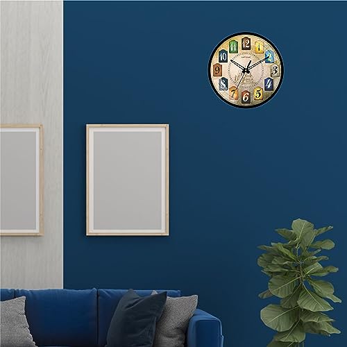 Image of ANTIQUE Plastic Round Shape Wall Clock with Glass (Black Frame, 12.5-inch)