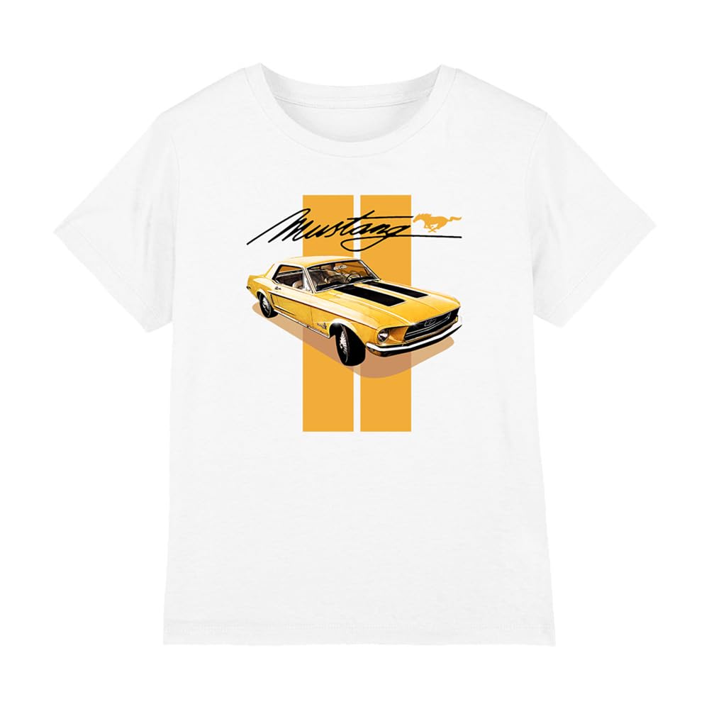 Ford Mustang Stang Stripes Kids T Shirt, White, 9-11