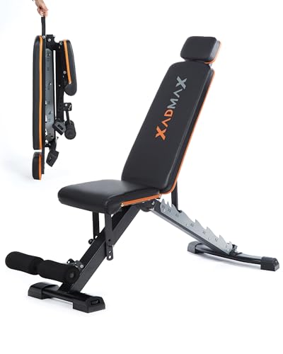 XADMAX Banco Musculación, Banco de Pesas - Muy Robusto y Resistente, Soporta 360 Kgs, Ideal para Ejercicios de Gimnasio en Casa, Fácilmente Plegable, Gym en Casa, Press Banca, Maquina Gimnasio