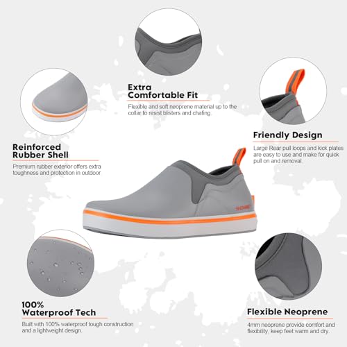 Showave Deck Shoes for Men Waterproof Garden Boots Slip-on Rain Shoe Breathable Rubber Fishing Shoes for Outdoor Mud Walking3