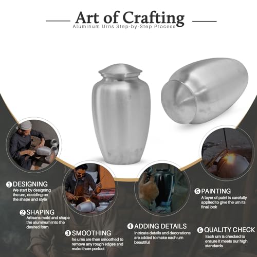 Image of Motorcycle Cremation Urns - Combo of 5 with 10 Inch Memorial Burial Urn for Adult Male & Female and 3 Inch Mini Keepsake Bike Urns for Biker Ashes - Funeral Decorative Set for Humans