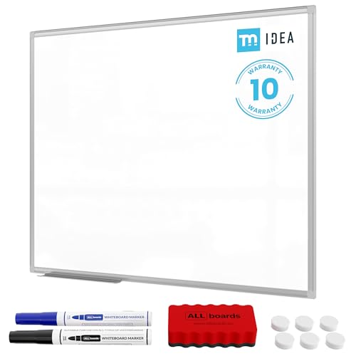 ALLboards Tableau blanc magnétique 100x80cm avec cadre en Whiteboard aluminium + accessoires – Série TM IDEA® Flex