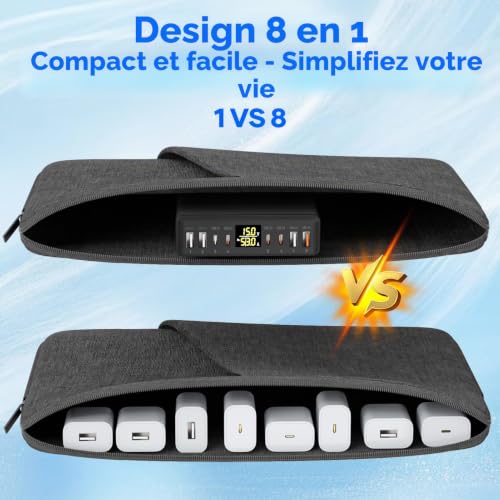 YSYFAD Chargeur USB C Multiple 8 Ports avec Écran LED 2...