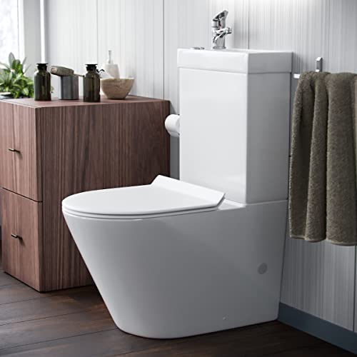 Image of Pilton 2 in 1 Toilet Basin Combo Combined Toilet and Sink Space Saving Cloakroom Unit