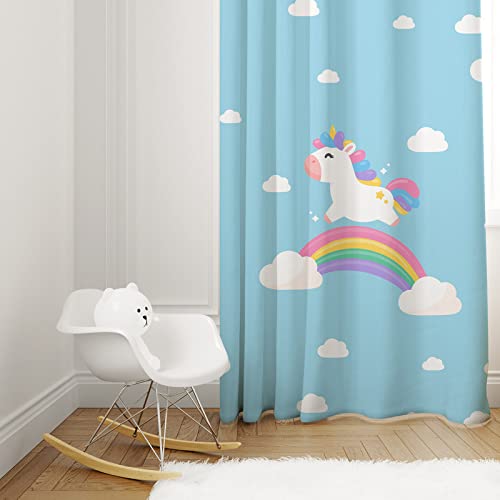 Peach Cuddle Opaque Rainbow Unicorn Printed Kids Curtains for Kids Room, Nursery, Bedroom Playroom (2 Panels, 4x7 Feet) Cute Curtain for Kids Room, Door Curtain, Grommet; Multicolor - Image 4 thumbnail