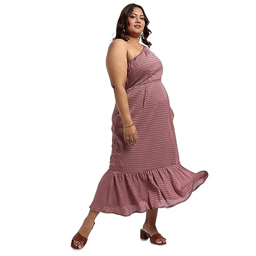 Image of Instafab Plus Women's Dress for Casual Wear | Short Sleeve | Plus-Size Fit | Polyester Fabric | V-Neck Dress Crafted with Comfort Fit for Everyday Wear