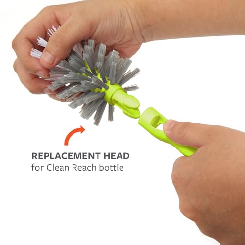 Image of Full Circle Clean Reach - Replaceable Head Refill for Bottle Brush for Deep Cleaning Water Bottles, Baby Bottles, Flasks, Tumblers, Vases, and Kitchen Sink, Green