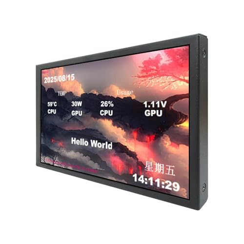 Image of VSDISPLAY 7'' PC Case Screen 1280x800 Computer Temperature Display,Black | Supports Theme Editor DIY CPU GPU RAM Data Monitoring