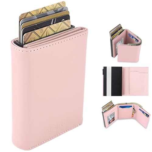Image of wallet for men trifold,Pop Up Wallet By Metal&Leather,RFID Blocking | Minimalist Smart Wallet Holds 12 Cards,20 Bills,ID Window,Ridge wallets for men,Trifold Wallets for fathers day gift ideas