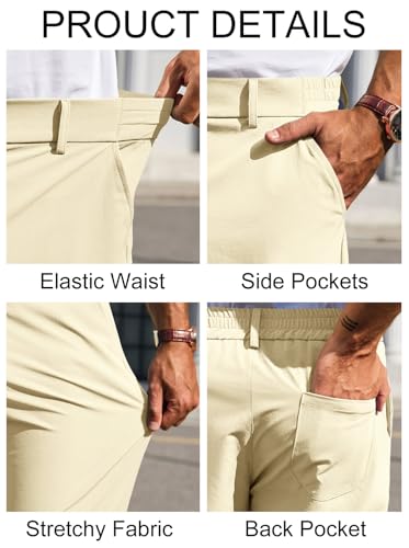 Image of Runcati Mens Stretch Golf Pants Casual Dress Pants Work Trousers