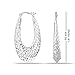 LeCalla 925 Sterling Silver Jewelry Diamond-Cut Light-Weight Oval Hoop Earrings for Women