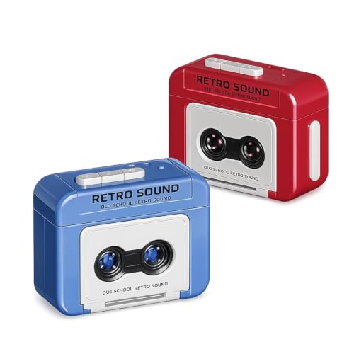 Image of Retro Mini Tape Recorder Keychain with 15 Second Voice Recording & Playback, Vintage Cassette Design, Funny Voice Message Keyring, Gift for Kids & Adults (Multicolor) (Pack of 1)