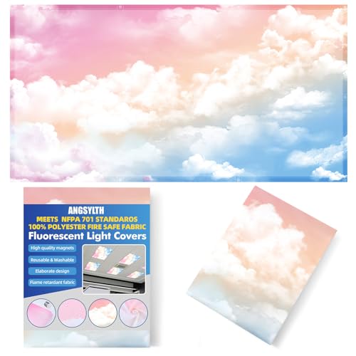 ANGSYLTH Fluorescent Light Covers - Classroom Covers for Ceiling Lights, 1 PCS 4 x 2 Feet Magnetic Light Filters, Classroom, Office Decor (Rainbow)