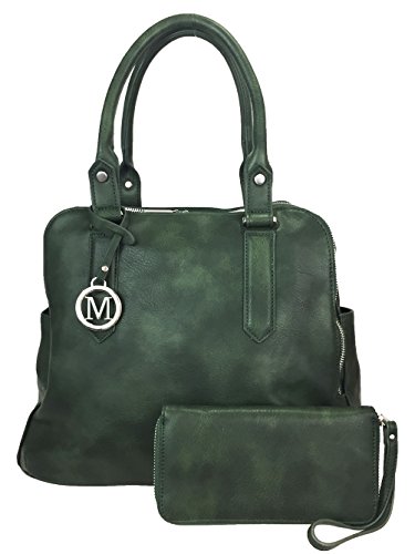 Leatherette Triple Compartments Satchel Purse and Wallet Set