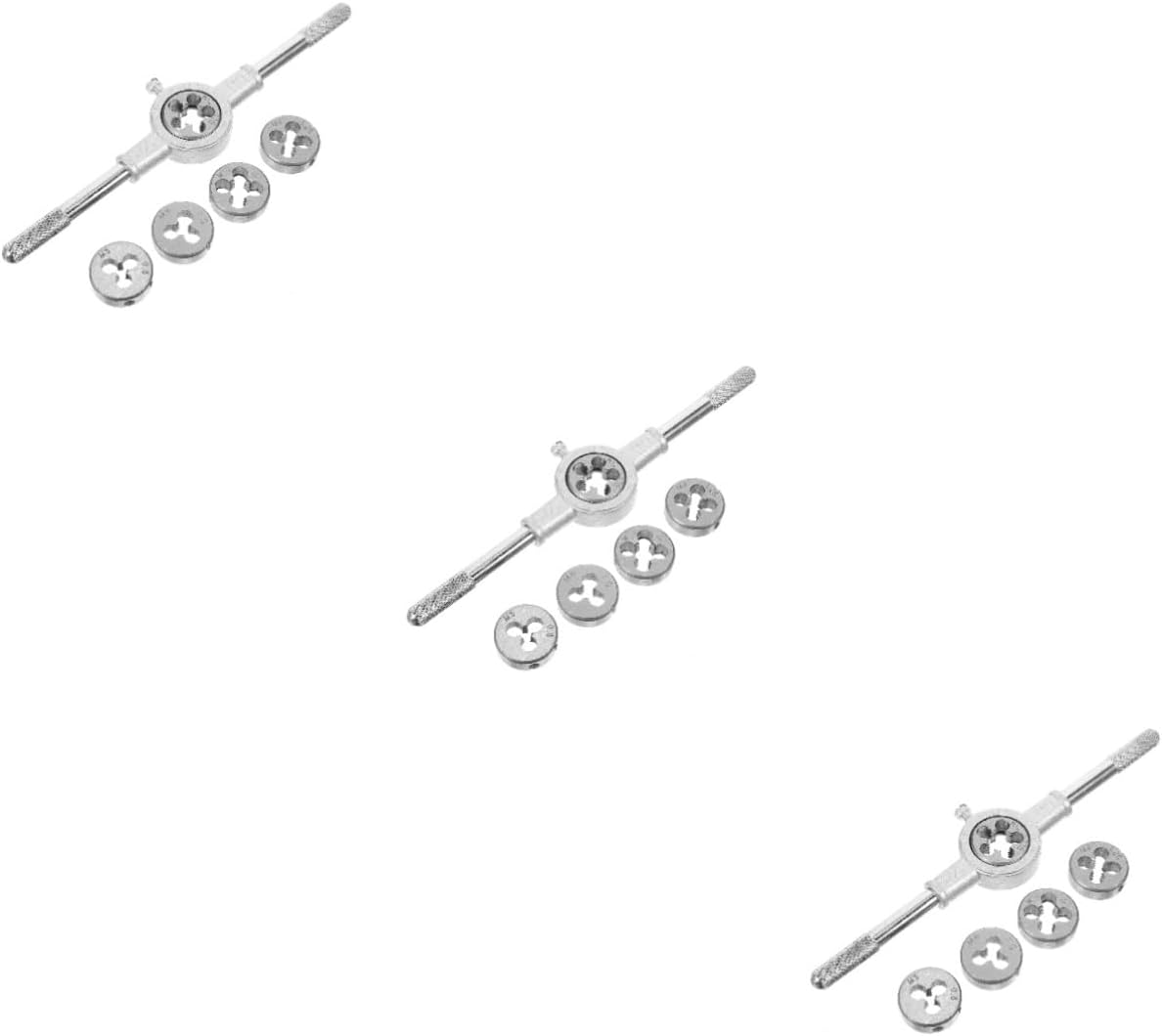 Gadpiparty 3sets Stainless Steel Screw Tap Kit Metric Die and Tap Set Wrench for Machinery Automotive and Equipment Repair Includes Rethreading Tool