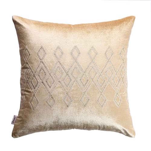 Image of Home - The Best is for You Luxurious Gold Velvet Cushion Covers Embroidered - Set of 2, 16x16 Inch