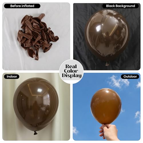 Image of Togvu Brown Balloons, 50Pack 5 Inch Small Mini Dark Brown Latex Party Balloons for Bear Baby Shower Boho Birthday Bridal Shower Wedding Neutral Party Decorations Supplies