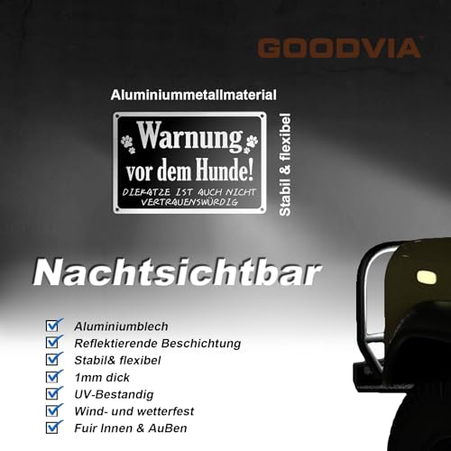 Goodvia Türschild Warnung vor dem Hunde Aluminium 30x20cm |A4 Vorsicht Hund Schild Lustig, Vorsicht vor der Katze
