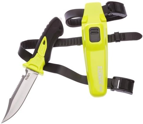 New Tusa Xpert II 420 Stainless Steel Scuba Diving BCD Knife (Flash Yellow) with Drop Point Tip