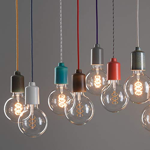 Klartext - Light Round Textile Cable for Lighting 3 x 0.75 mm, Orange, 3 m. Attention: Earth Cable Included! Maximum Anti-Shock Safety! - Image 3