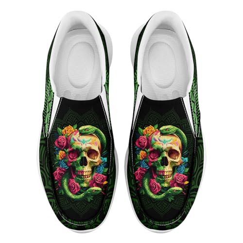 Men's Fashion Skull Canvas Shoes Women's Gothic Flower Slip-on Casual Sneaker Lightweight Breathable Summer Footwear2
