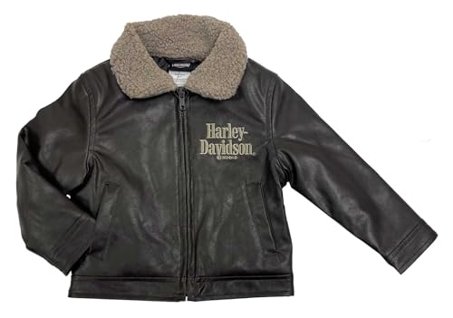 Harley-Davidson Boys' Bar & Shield Logo Faux Leather Sherpa Collared Jacket