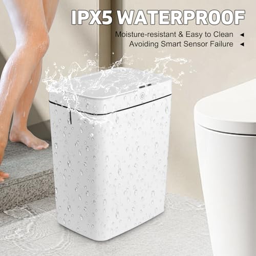 Image of VeltHar 4.75 Gal Motion Sensor Bathroom Trash Can with Lid, Automatic Trash Can Small Smart Garbage Can Touchless, Waterproof Slim Trash Bins for Bedroom Office Kitchen