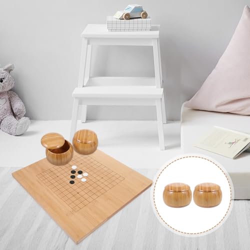 Boîte de rangement bambou pour échecs Go compacte avec couvercle - 8