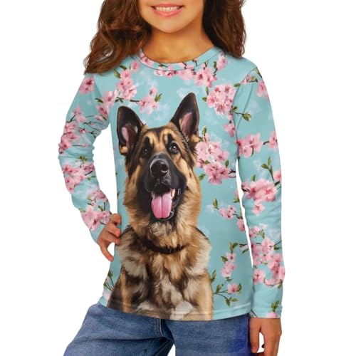 WELLFLYHOM Girls Pullover Top Long Sleeve Shirt Crewneck Graphic Tees Casual T-shirt 3-16T4