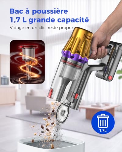aonus Aspirateur Balai sans Fil, 60000Pa/650W Aspirateur sans Fil Puissant – vue 7