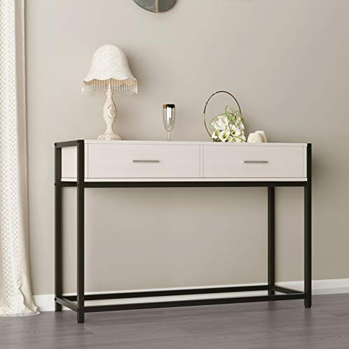 soges Consola Mesa Pasillo Entrada Mesa de Entrada con cajones Salón Sofá Mesa Estructura de Metal Resistente, DX-121-GY
