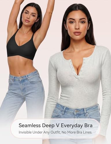 NIASOUL Women's Wireless Push Up Bra Seamless Deep V Comfortable Support - image 5