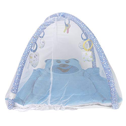 DearJoy Baby Bedding Set with Mosquito Net (Blue Teddy Print)