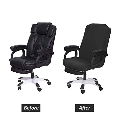 Saraflora Office Chair Cover- Large, Black- Removable Computer Chair Cover For Office Chair With Zipper For Universal Rotating Chair Desk Chair Cover High Back Chair Seat Washable Protector For Pets #TOP6