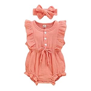 DERCLIVE 2 stks/set Bodysuits Rompers Peuter Baby Meisje Mode Pak Gerukte Romper + Hoofdband