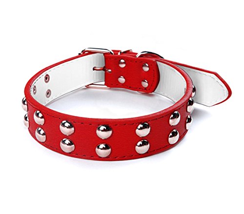 Collare in cuoio martellato con borchie tonde per