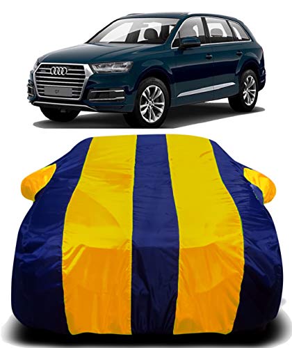 Image of Car Body Cover Waterproof Accessories Compatible with Audi Q7 Car Body Protection Dust Proof Rain Cover Protects from Sunlights and Uv | Yellow Stripes