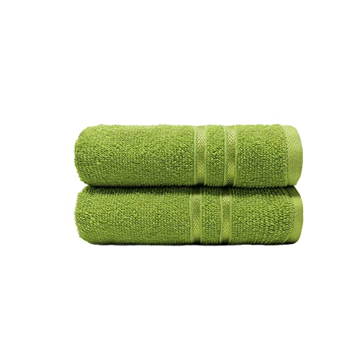 Trident Comfort Living Pack Of 2 Hand Towels, Cotton Rich, Sanitized Finish, Quick Dry, Travel Friendly, 40 Cms X 60 Cms – Lime Green For Rs. 168 @ 58 %