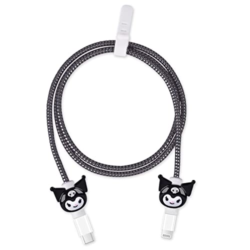 Cute Cartoon DIY Data Cable Protector for iPhone Charger, USB Charger Saver,Charging Cord Protector Kawaii 3D Kulomi Compatible with All iPhone Xs Max XR X 8 7 6 Plus Portable Charger(Black Kulomi)