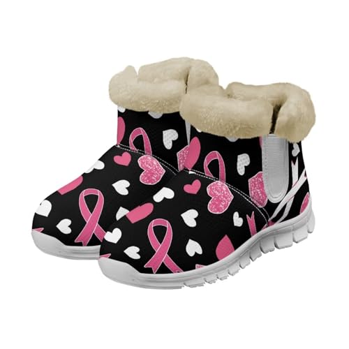 JoyLamoria Bee Daisy Print Women’s Snow Boots Warm Fur Lines Winter Boots Anti Slip Fashion Walking Booties for Women Girls Outdoor Fuzzy Boots Lightweight