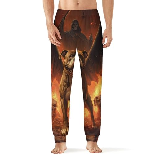 Skull Grim Reaper Pitbull Mens Pajama Pants Lightweight Lounge Pant Sleep Pj Bottoms with Pockets