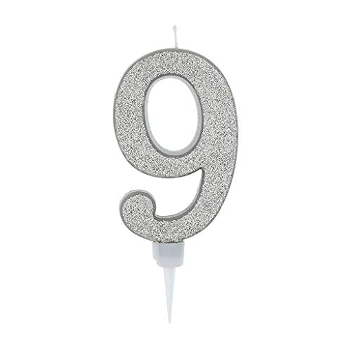 Vela De Cumpleaños 17,5cm Vela Gigante Glitter Plata, Adecuado para Fiestas De Cumpleaños, Aniversarios De Bodas, Fiestas De Jubilación, Etc. (Numero 9, plata) | Ya disponible en tu tienda friki favorita! En mundofriki.es!