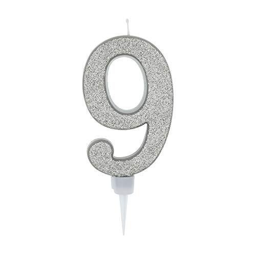 Vela De Cumpleaños 17,5cm Vela Gigante Glitter Plata, Adecuado