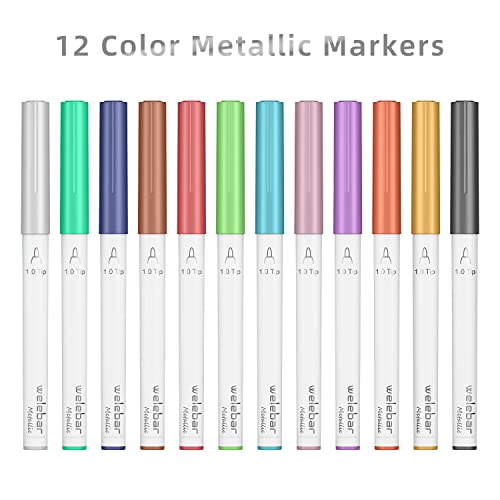Image of 12 Pack Metallic Pen Set, Compatible with Cricut Maker 3 /Maker 4 /Maker /Explore 3 /4 /5 /Air 2 /Air, Metallic Ink Markers for Writing, Drawing, Invitations, Envelope, DIY Crafts