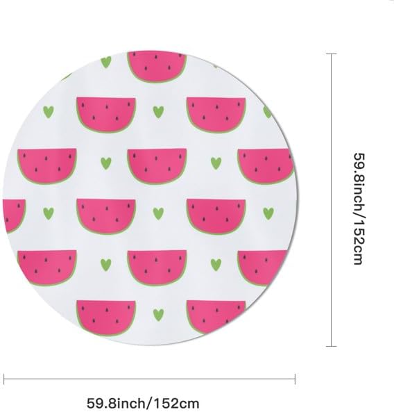 Miniatura 2 de Mantel redondo de sandía, decoración de primavera y verano, mantel blanco, lavable, resistente a las arrugas, para el hogar, cocina, comedor,