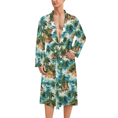 Peignoir de bain homme : kimono léger au style hawaïen tropical