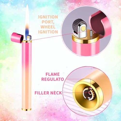 Encendedor mini rellenable con diseño degradado rosa miniatura 2