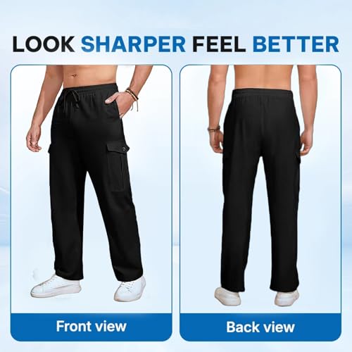 Risacharm Pants for Men ComforFlex - Men's Multi-Pocket Stretch Comfort Outdoor Casual Pants3